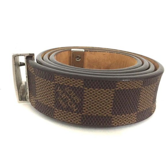 Louis Vuitton Damier Ceinture Brown Leather 80cm Mens Belt /4S2232 - Picture 2 of 7